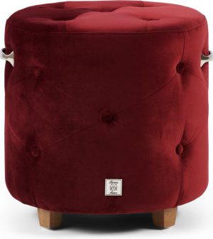 Bowery Footstool Vel III Burgundy