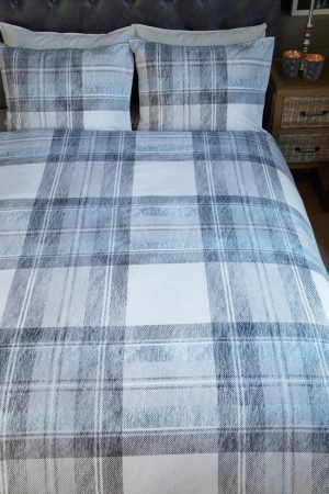 Riviera Maison Blake University Dekbedovertrek - Flanel - Lits-jumeaux - 240x200/220 cm - Bluegrey