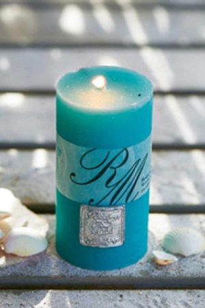 Riviera Maison - Frosted Candle beach turquoise 13x7 - Stompkaars - Turquoise