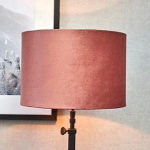 Riviera Maison Leonie - Velvet Cylinder LampShade pink 20x30 - Lampenkap - Roze