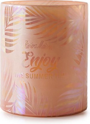 Riviera Maison Tropical Summer Hurricane Windlicht - 24 Cm - Roze