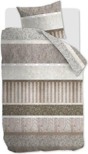 Riviera Maison Winterclub - Dekbedovertrek - Eenpersoons - 140x200/220 cm - Taupe