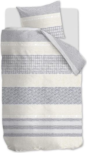 Riviera Maison Woven Nature Dekbedovertrek - Eenpersoons - 140x200/220 cm - Grey