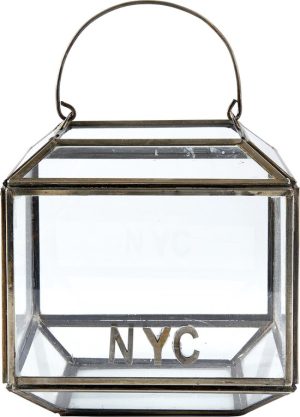 Rivièra Maison French Glass NYC Lantern - S - Windlicht - Glas/Ijzer - Zwart