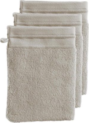 Rivièra Maison Heart set van 3 Washandjes - 16x21 cm - Taupe