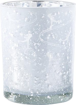 Rivièra Maison Love Ice Skating Votive - Waxinelichtjeshouder - Zilver - Glas