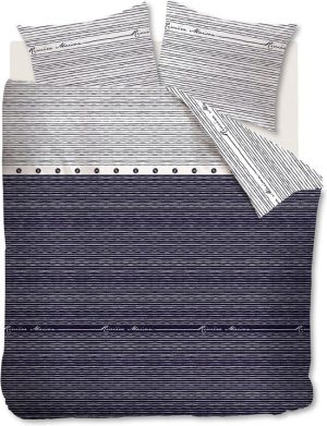 Rivièra Maison Sylt Stripe - Dekbedovertrek - Eenpersoons - 140x200/220 cm + 1 kussensloop 60x70 cm - Blauw