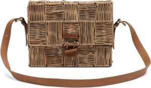 Rustic Rattan Block Weave Handbag