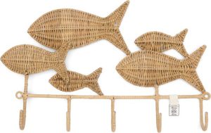 Rustic Rattan Happy Fish Coat Rack