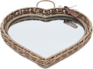 Rustic Rattan Heart Mirror